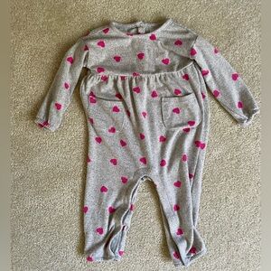 Gray Romper with Pink Hearts